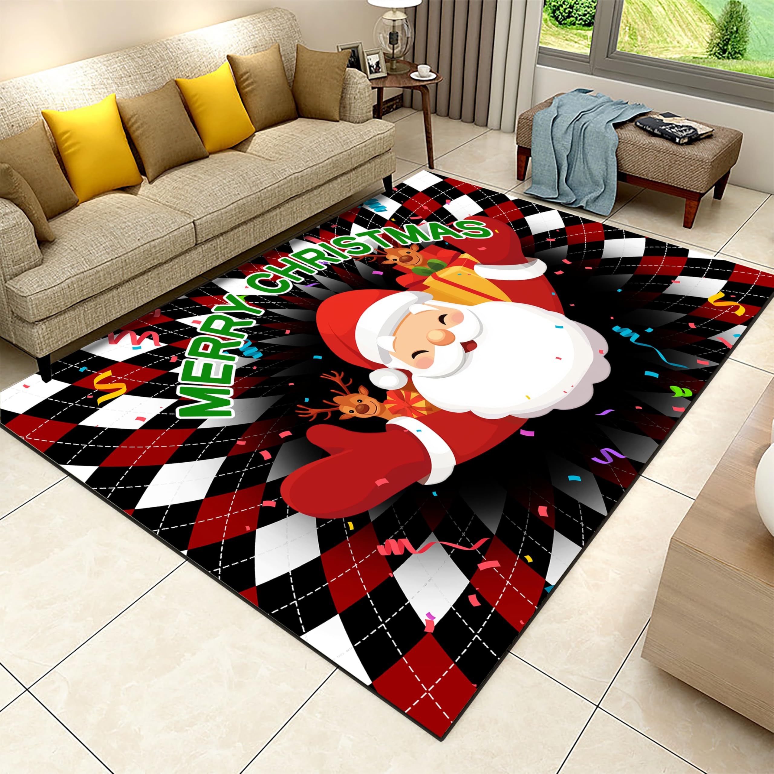 Amazon.com: 3D Optical Illusion Santa Claus Area Rug, 3x4ft